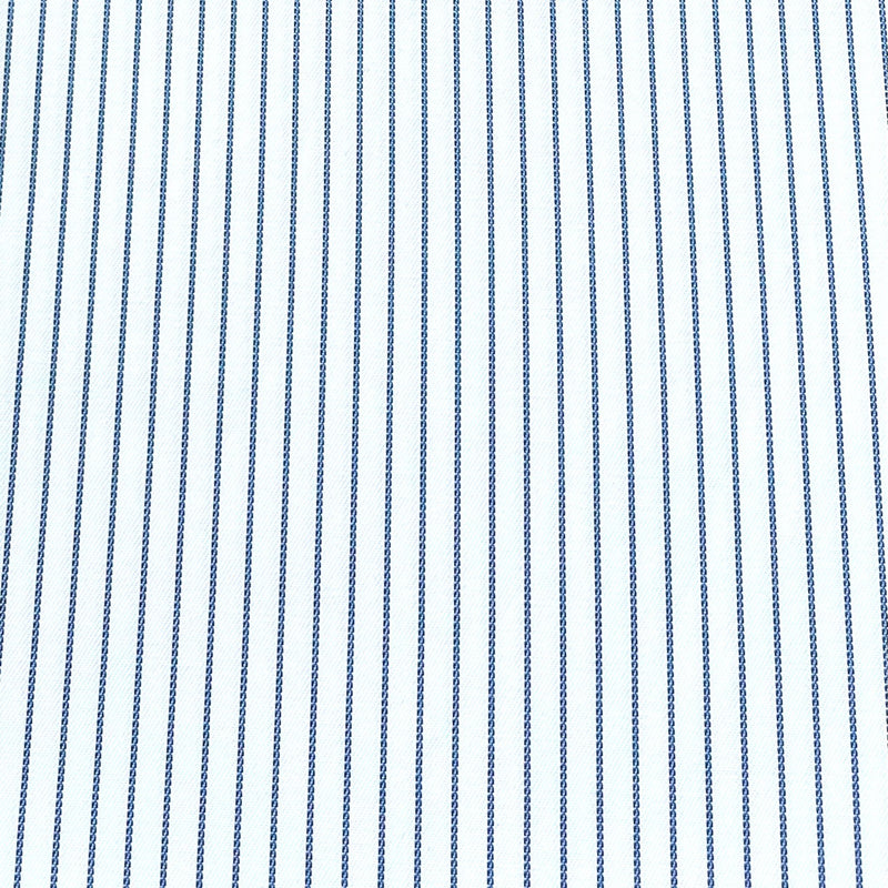 Blue/White Pinstripe Polyester Blend Shirting