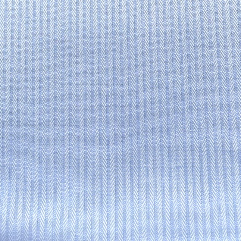 Blue Pinstripe on Herringbone Cotton Blend Shirting
