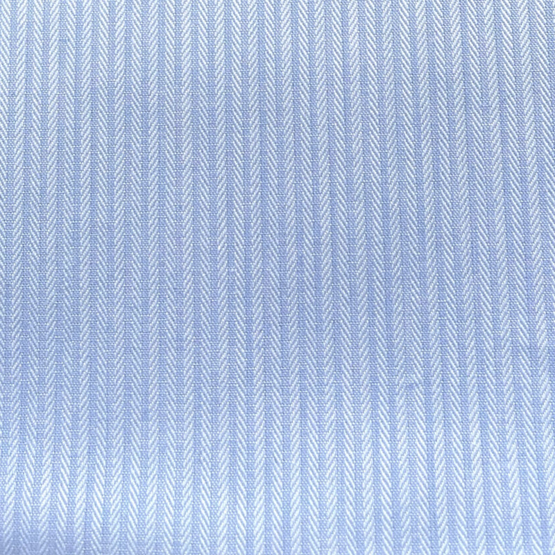 Blue Pinstripe on Herringbone Cotton Blend Shirting