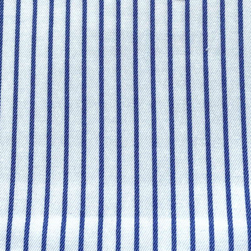 Cobalt Blue Pencil Stripe Cotton Blend Shirting
