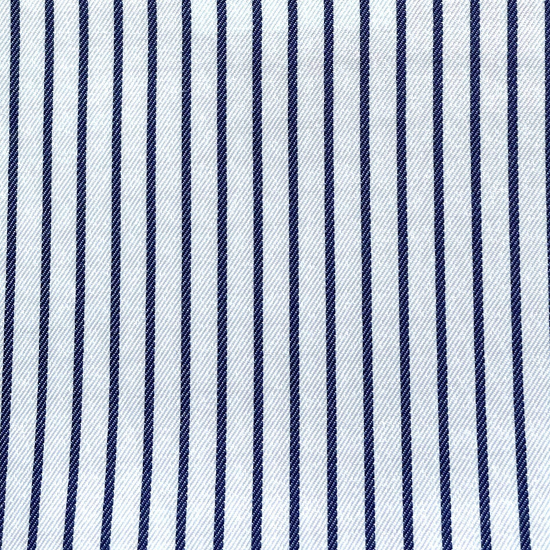Navy Blue Pencil Stripe Cotton Blend Shirting