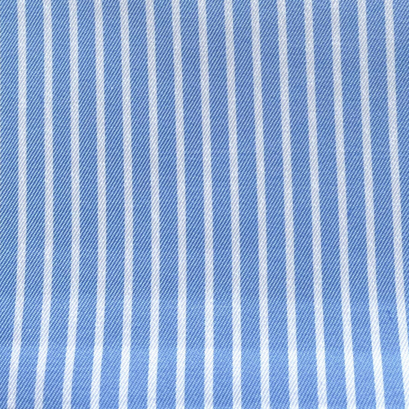 Blue Thick Bengal Stripe Cotton Blend Shirting