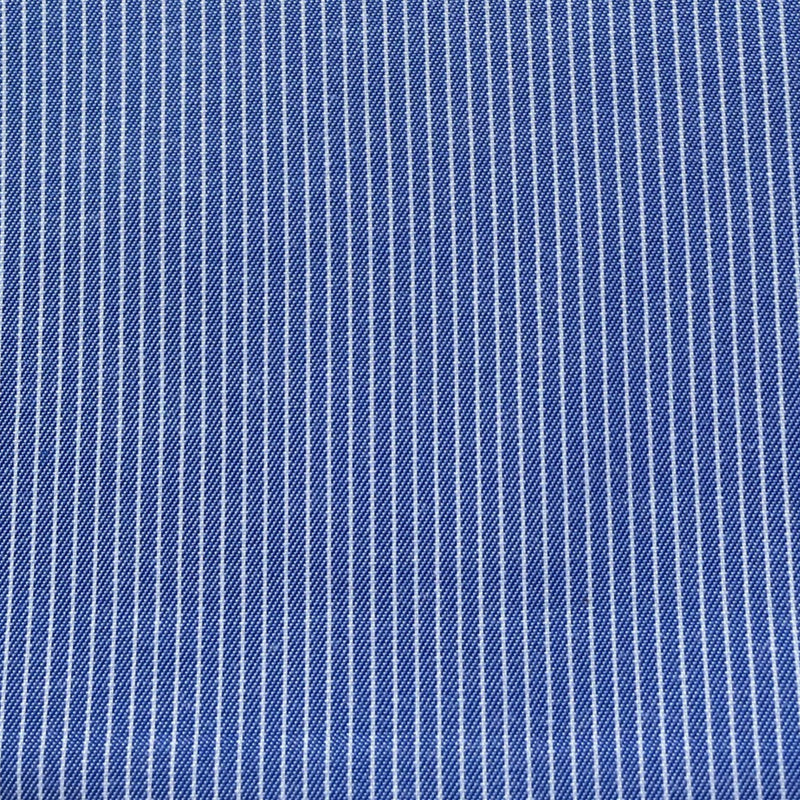 Cobalt Blue/White Pinstripe Cotton Blend Shirting
