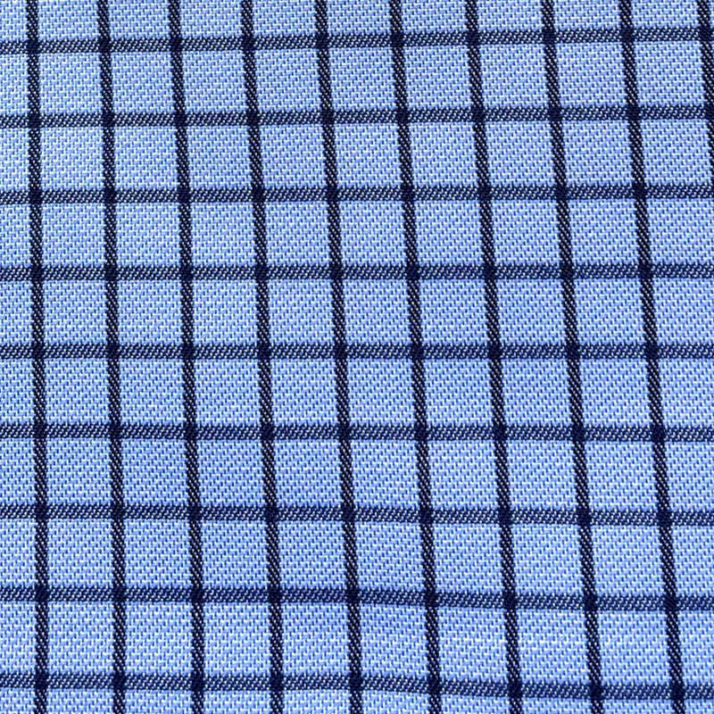 Black on Blue Graph Checks Cotton Blend Shirting