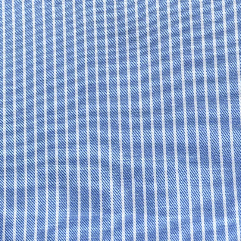 White on Blue Pinstripe Cotton Blend Shirting