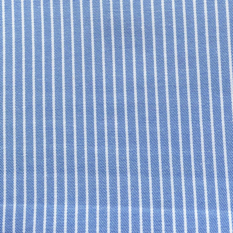 White on Blue Pinstripe Cotton Blend Shirting