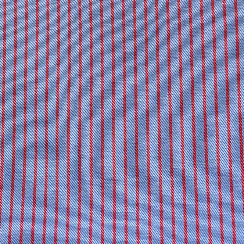 Red on Blue Pinstripe Cotton Blend Shirting