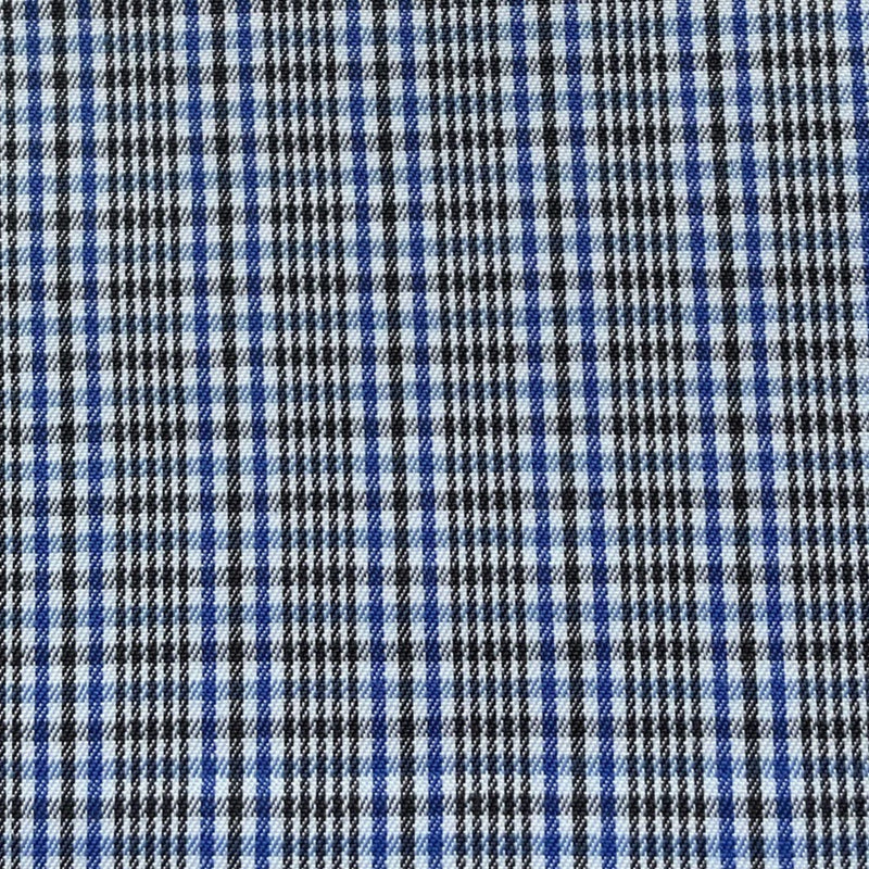 Blue/Black Plaid Checks Cotton Blend Shirting