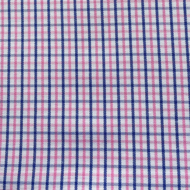 Blue/Pink Gun Club Checks Cotton Blend Shirting